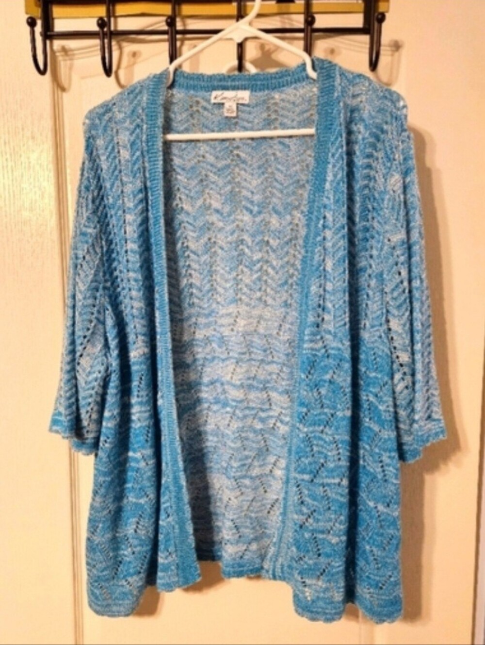 Kim Rogers Plus Size 3X Shrug Lightweight Open Front Sweater Blue Casual Classic